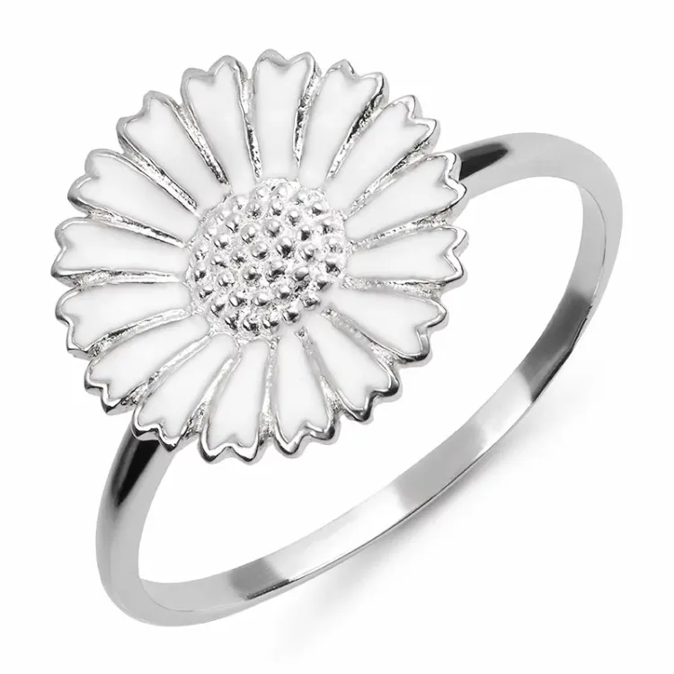 15 mm margriet ring in gerodineerd zilver - Marie