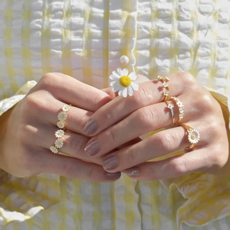 7 mm margriet ring in verguld sterlingzilver - Maggie