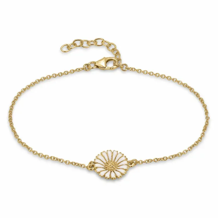 12 mm margriet armband in verguld sterlingzilver met margriet hanger in verguld - Marie