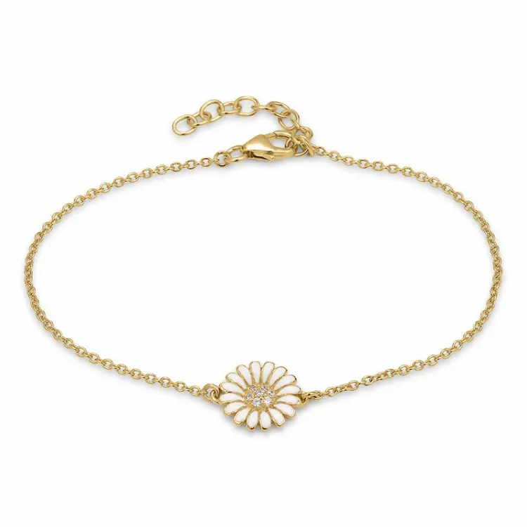 11 mm margriet zirkoon armband in verguld sterlingzilver met margriet hanger in verguld sterlingzilver - Matilda