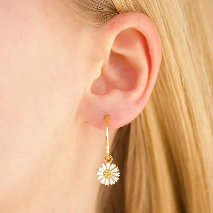 18 mm margriet witte creool in verguld zilver - Marie