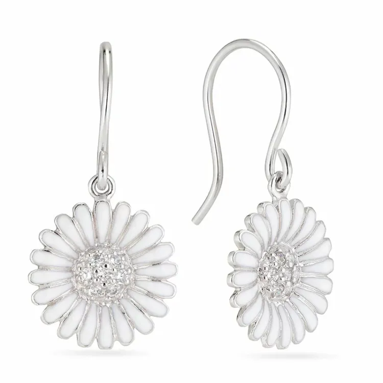 15 mm margriet oorbellen in zilver - Matilda