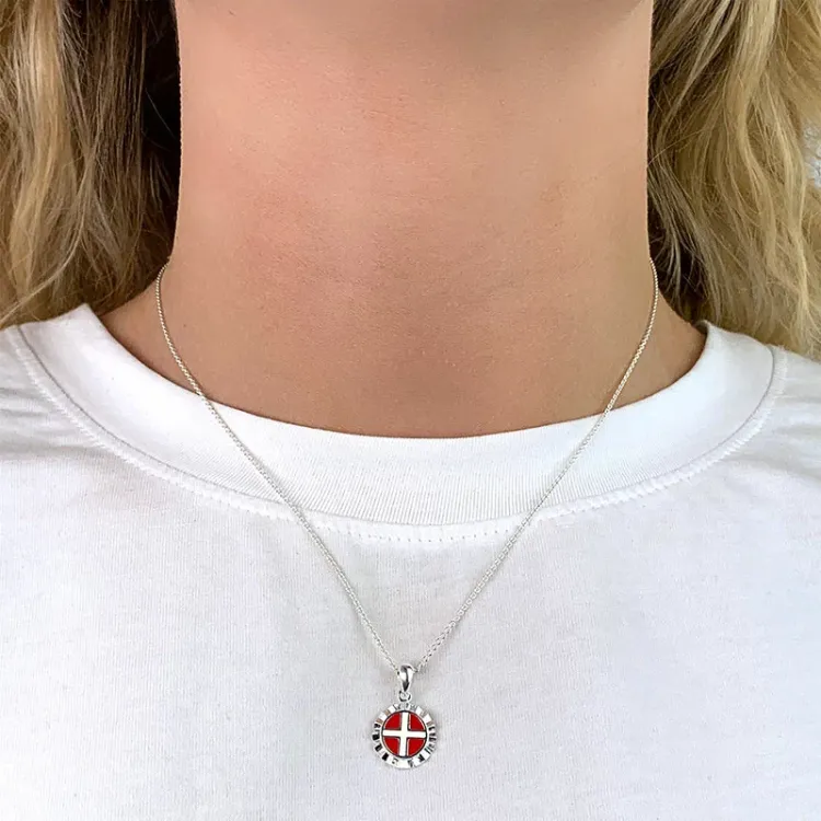 rond Dannebrog hanger in zilver