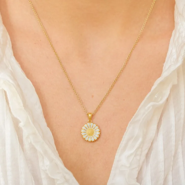 15 mm margriet blauwe ketting in verguld sterlingzilver - Marie