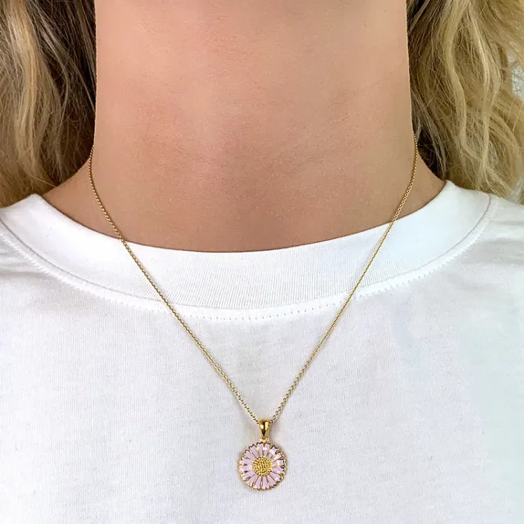 15 mm margriet paarse hanger in verguld sterlingzilver - Marie