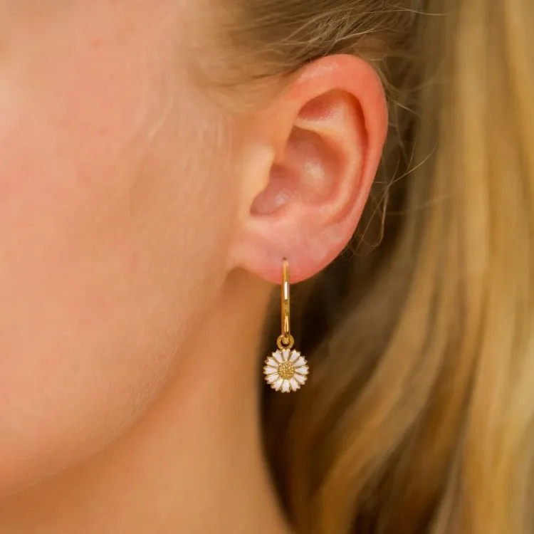 18 mm margriet paarse creool in verguld zilver - Marie