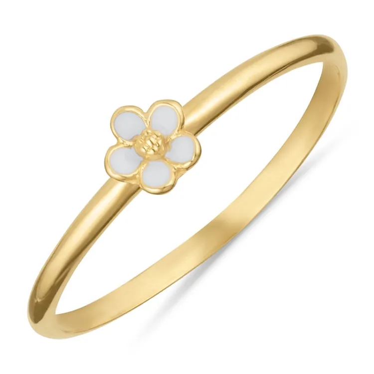 4,5 mm margriet blauwe ring in verguld sterlingzilver - Majse