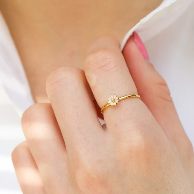 5 mm margriet paarse ring in verguld sterlingzilver - Maggie