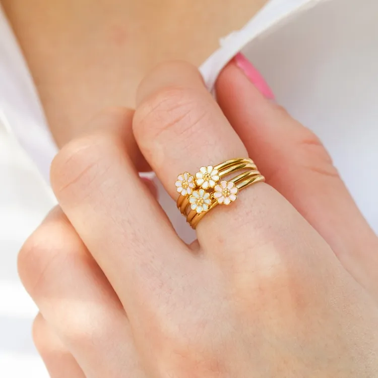5 mm margriet paarse ring in verguld sterlingzilver - Maggie