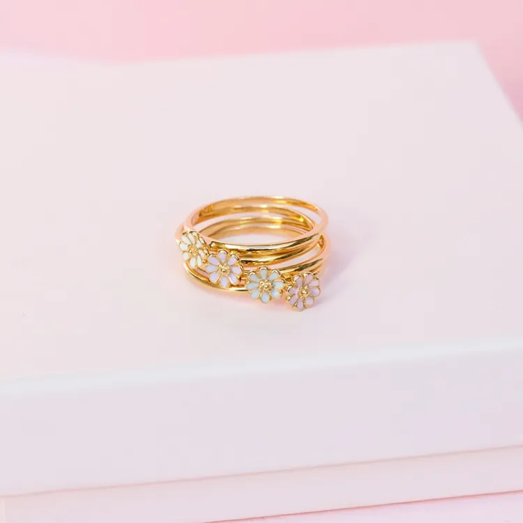 5 mm margriet paarse ring in verguld sterlingzilver - Maggie