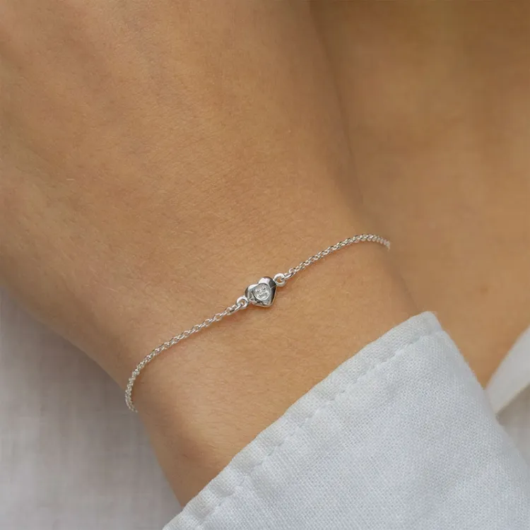 hart zirkoon armband in zilver - Amoré