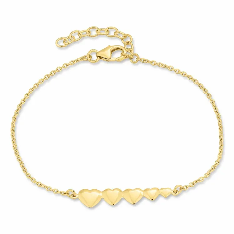 hart armband in verguld sterlingzilver met hartjes hanger in verguld sterlingzilver