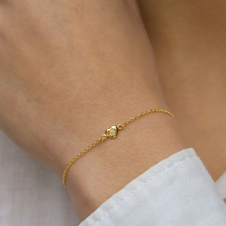 hart zirkoon armband in verguld sterlingzilver - Amoré
