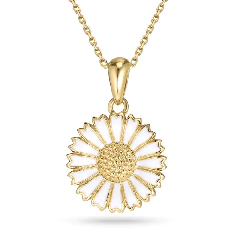 15 mm margriet ketting met hanger in verguld sterlingzilver - Marie