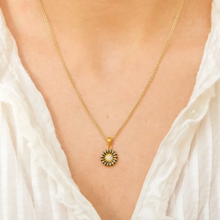 11 mm margriet zirkoon hanger met ketting in verguld sterlingzilver - Matilda