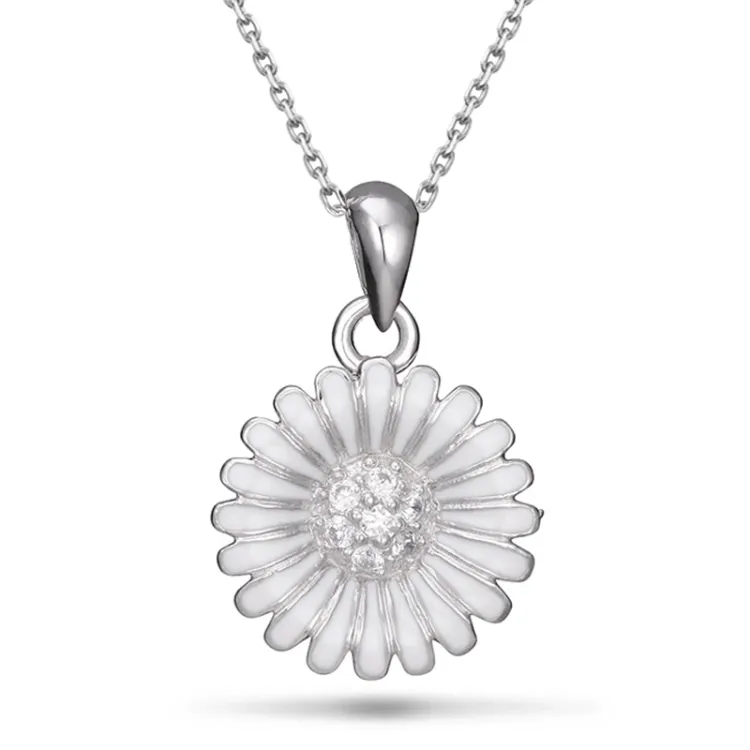 14 mm margriet zirkoon ketting in zilver - Matilda