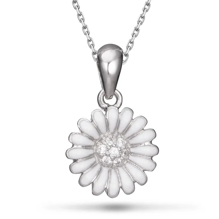 12 mm margriet ketting in zilver - Matilda