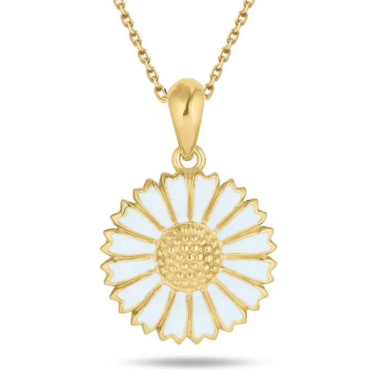 15 mm margriet blauwe ketting in verguld sterlingzilver - Marie
