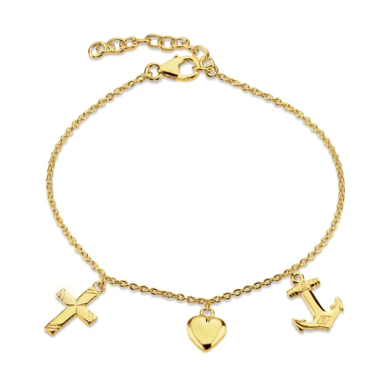 geloof-hoop-liefde armband in verguld sterlingzilver - Amoré