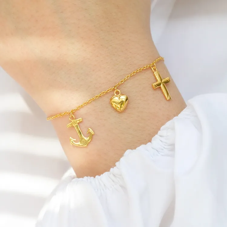 geloof-hoop-liefde armband in verguld sterlingzilver - Amoré