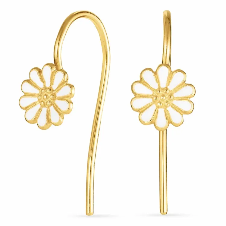 7,5 mm margriet oorhaakjes in verguld zilver - Mix & Match