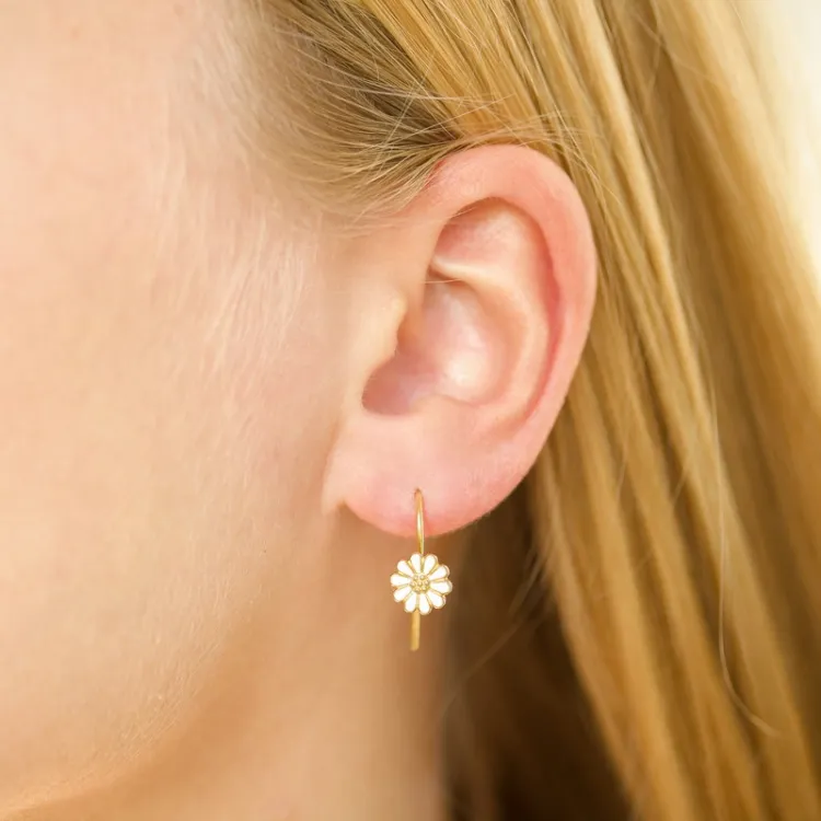 7,5 mm margriet oorhaakjes in verguld zilver - Mix & Match