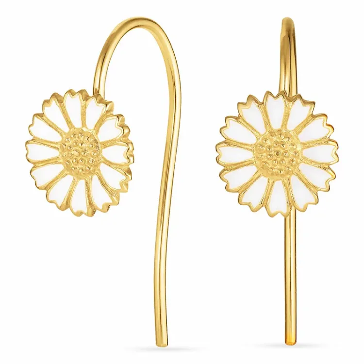 9,5 mm margriet oorhaakjes in verguld zilver - Mix & Match