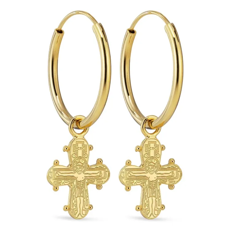 18 mm dagmarkruis creool in verguld sterlingzilver - Amoré