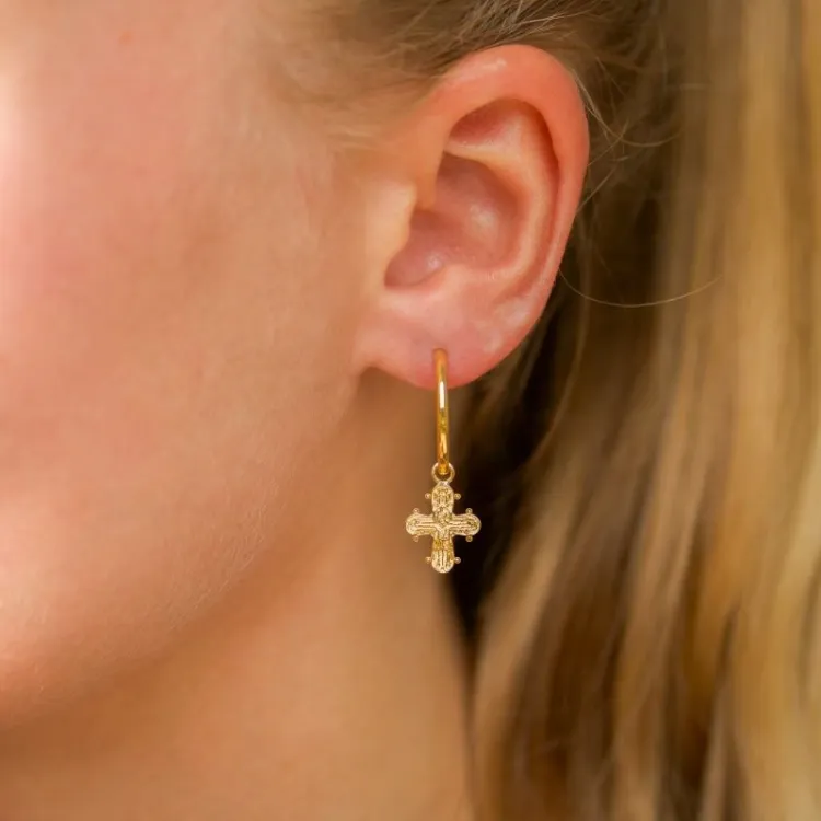 18 mm dagmarkruis creool in verguld sterlingzilver - Amoré