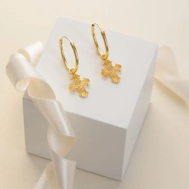 18 mm dagmarkruis creool in verguld sterlingzilver - Amoré