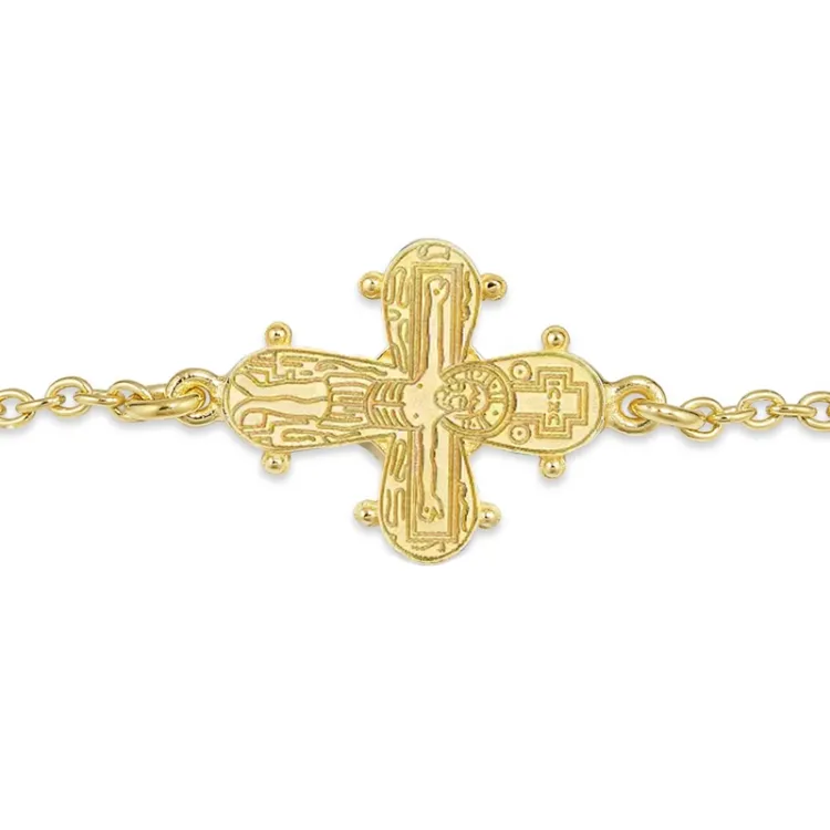 12 x 10,5 mm dagmarkruis ankerarmband in verguld sterlingzilver - Amoré
