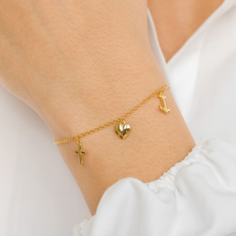 geloof-hoop-liefde armband in verguld sterlingzilver - Amoré
