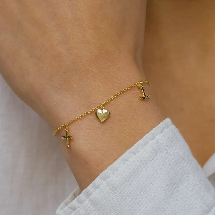 geloof-hoop-liefde armband in verguld sterlingzilver - Amoré