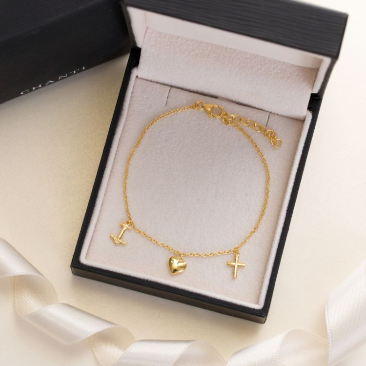 geloof-hoop-liefde armband in verguld sterlingzilver - Amoré