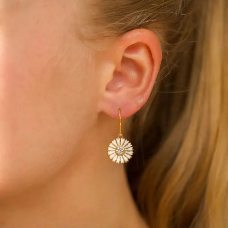 14 mm margriet zirkoon oorbellen in verguld sterlingzilver - Marie