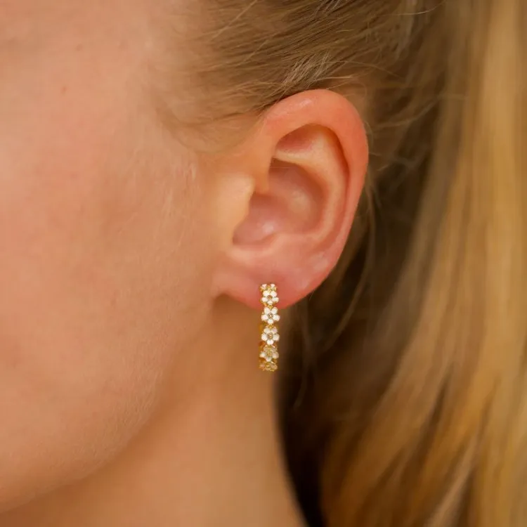 19 mm margriet halfcreool in verguld sterlingzilver - Majse