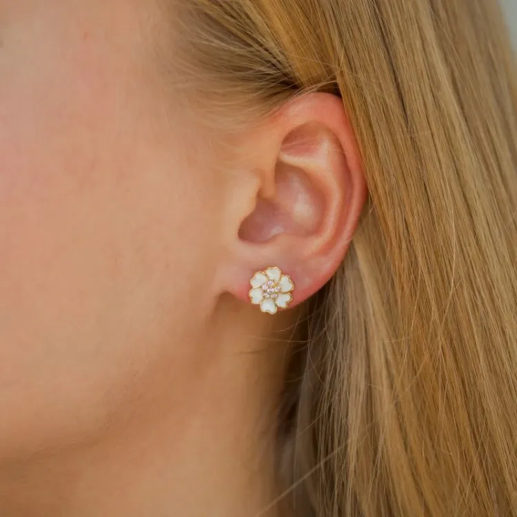 10,5 mm margriet oorsteker in verguld sterlingzilver - Magda