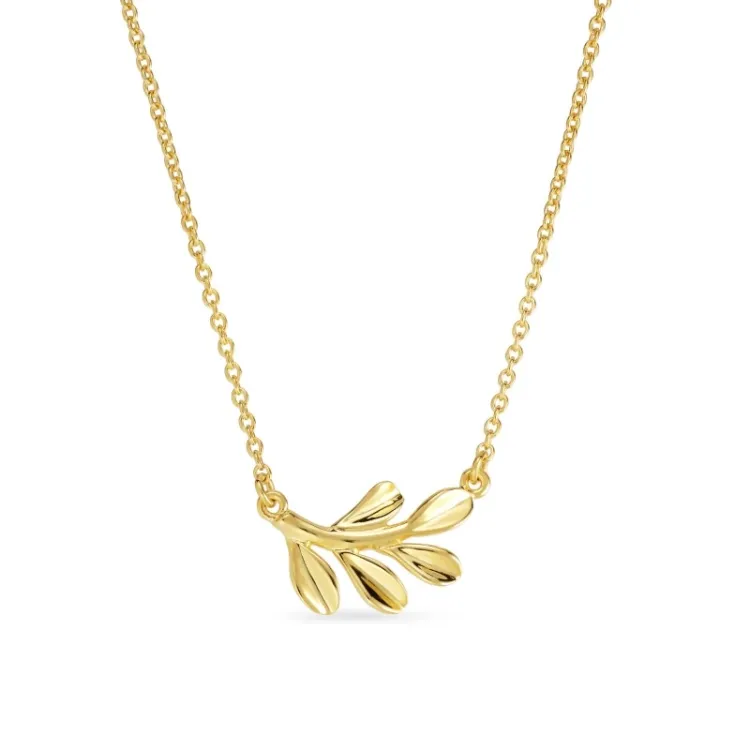 blad ketting in verguld sterlingzilver