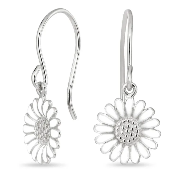 11 mm margriet oorbellen in zilver - Matilda
