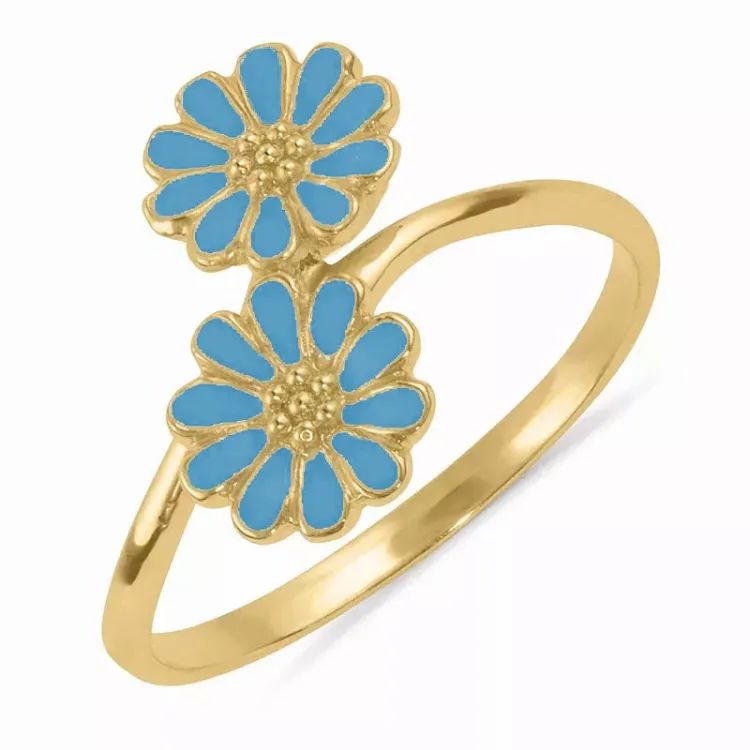 margriet blauwe ring in verguld sterlingzilver - Maggie