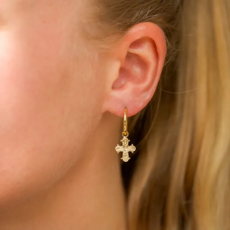14 mm dagmarkruis creool in verguld sterlingzilver - Amoré
