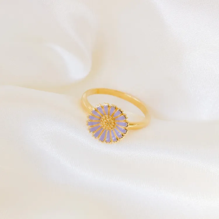 11 mm margriet paarse ring in verguld sterlingzilver - Marie