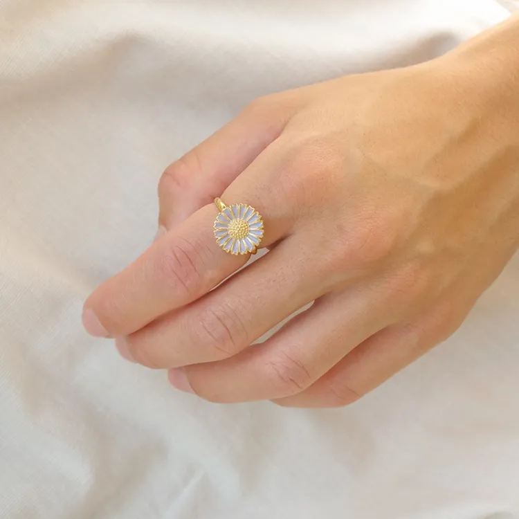 14 mm margriet paarse ring in verguld sterlingzilver - Marie