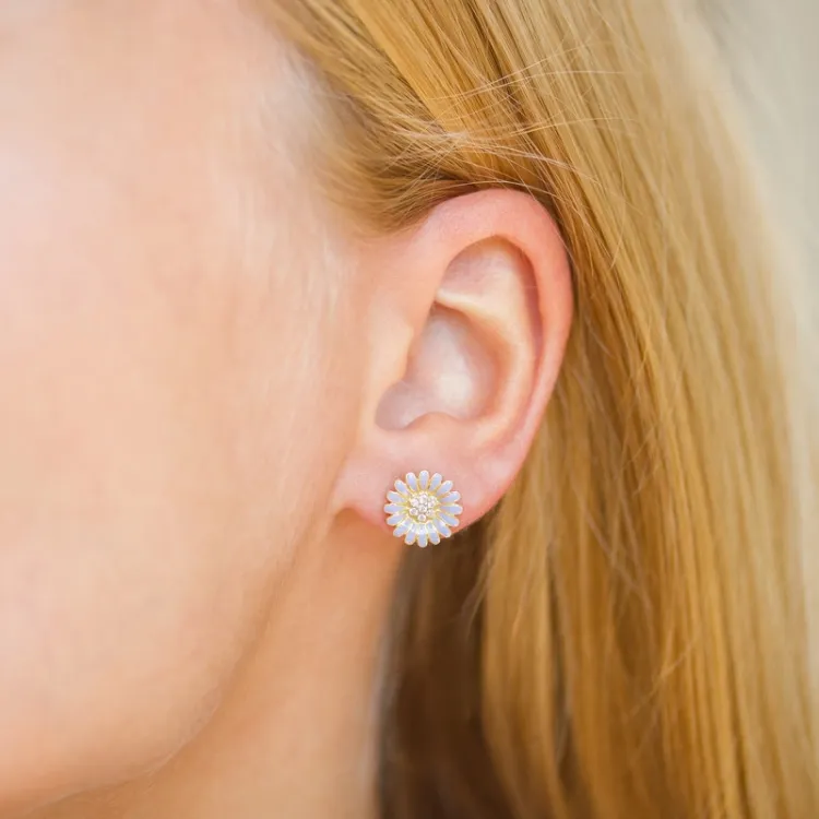 11 mm margriet paarse oorsteker in verguld sterlingzilver - Matilda