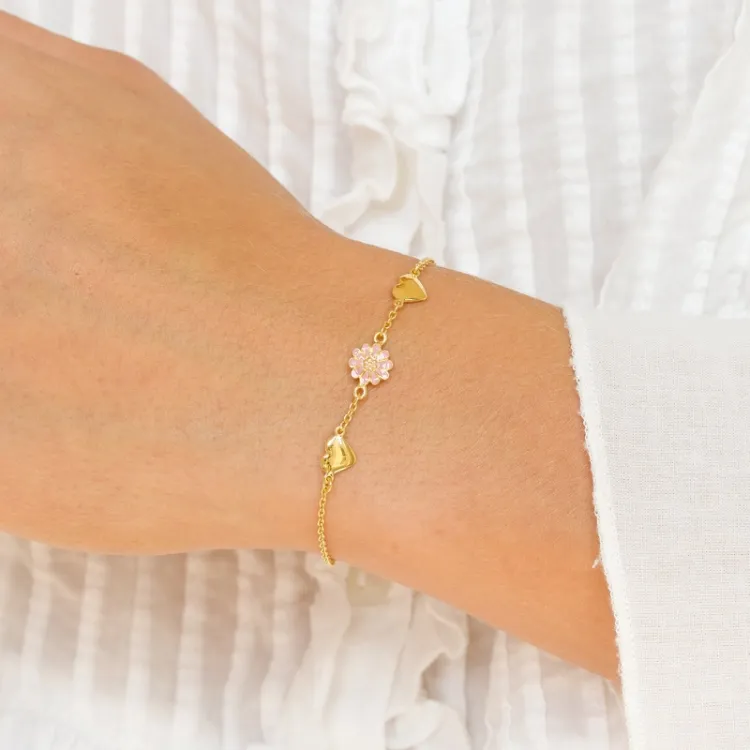 hart margriet roze armband in verguld sterlingzilver - Maggie