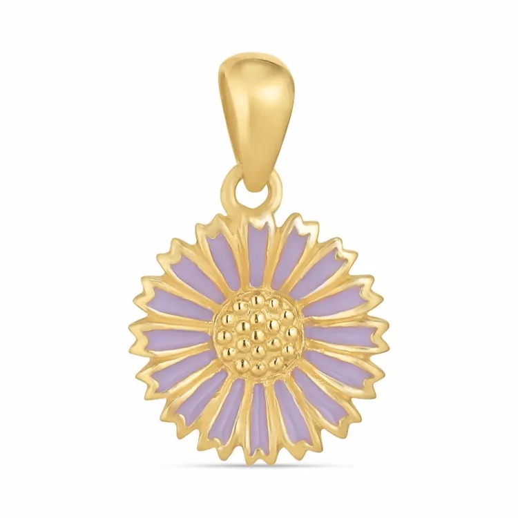 11,5 mm margriet paarse hanger in verguld sterlingzilver - Marie