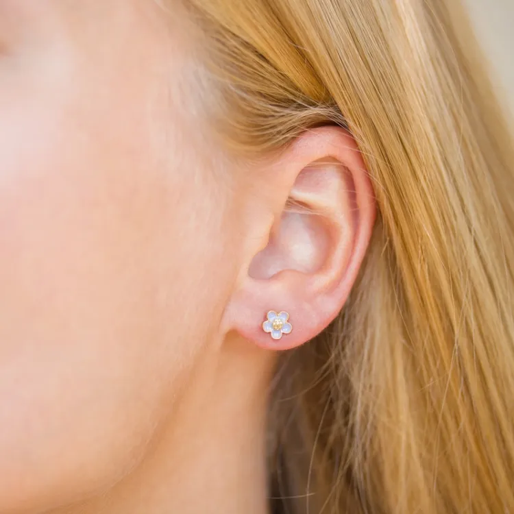 6 mm margriet paarse oorsteker in verguld sterlingzilver - Majse