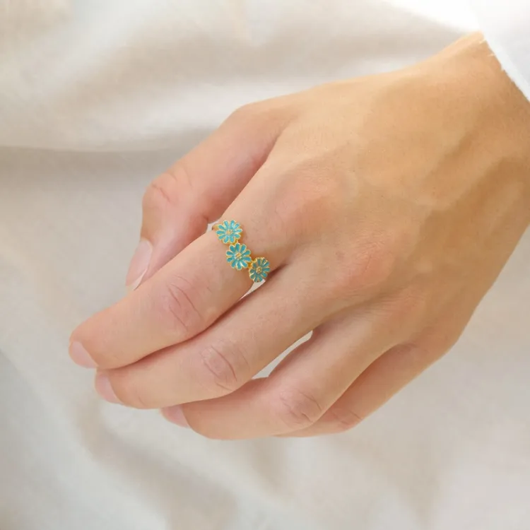 margriet blauwe ring in verguld sterlingzilver - Maggie