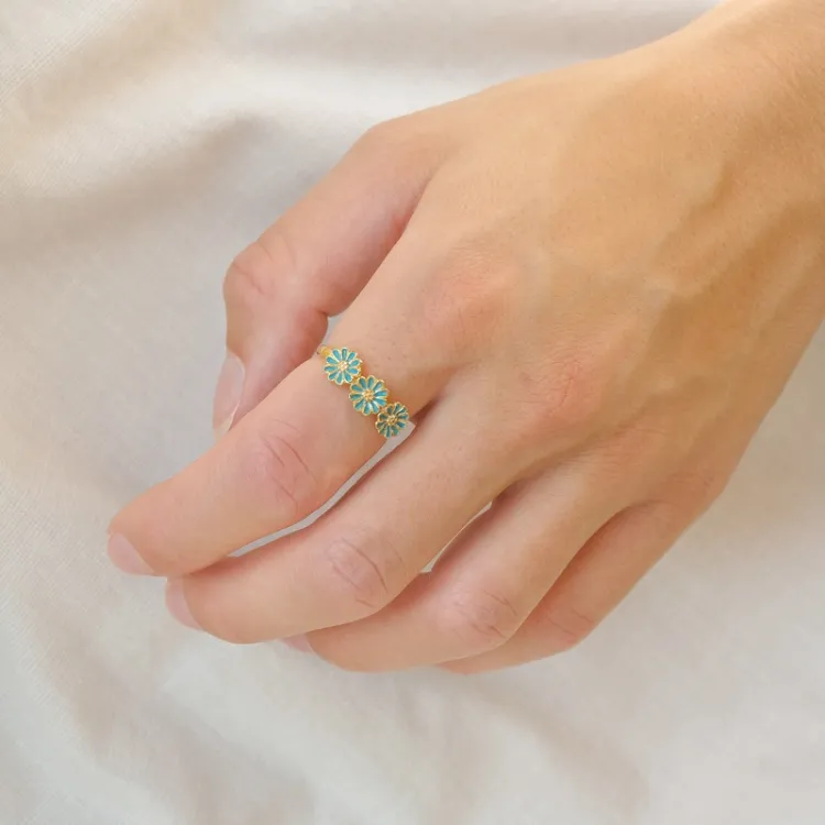 margriet blauwe ring in verguld sterlingzilver - Maggie