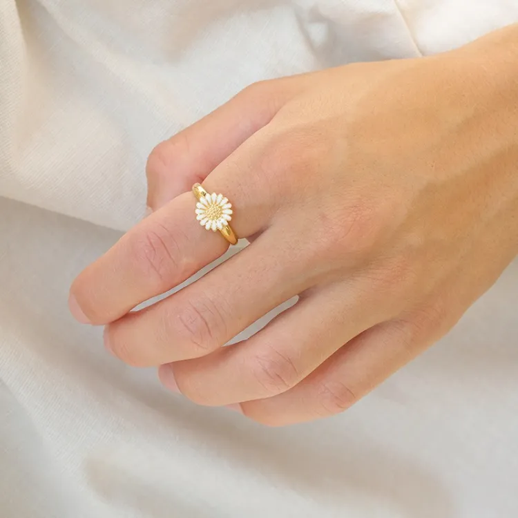 10 mm margriet ring in verguld sterlingzilver - Matilda